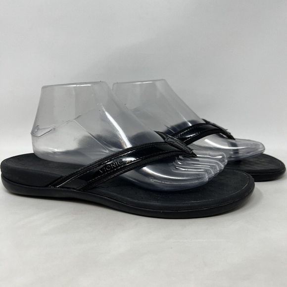Vionic Tide II Womens size 9 Black Toe Post Sandal flip flops - Picture 1 of 11